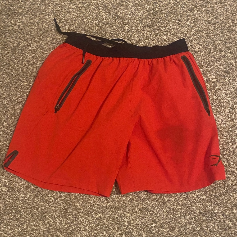 Gymshark Red Athletic Shorts with Black Accents